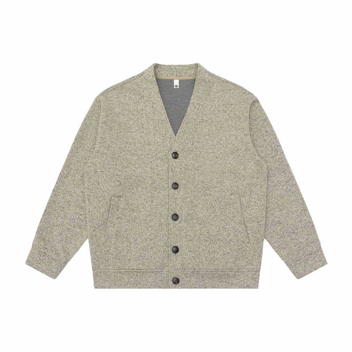 Unisex V-Ausschnitt Cardigan mit Strukturstrick und aufgesetzten Taschen Drune