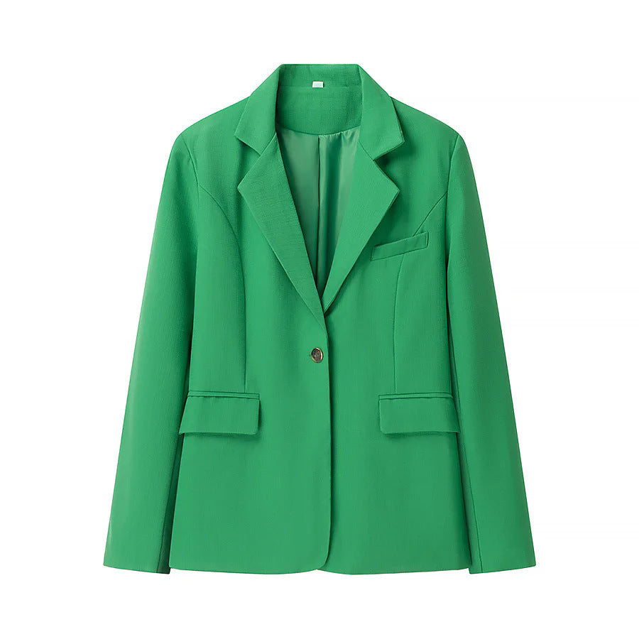 Damen nan leicht taillierter Ein-Knopf-Blazer mit Schalkragen und Pattentaschen Drune