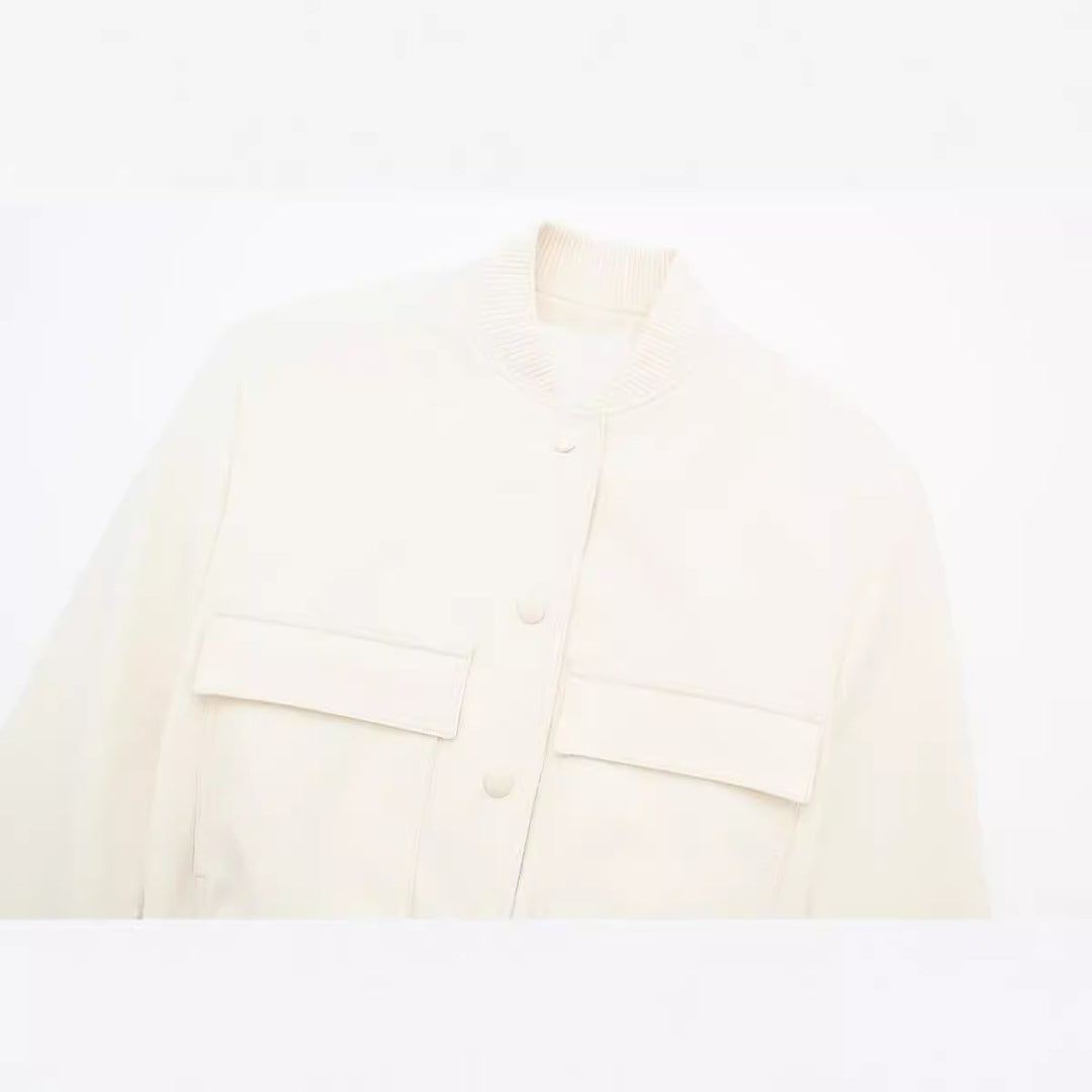 Damen Kurze Boxy‑Blousonjacke mit verdeckten Druckknöpfen, Pattentaschen und geripptem Saum Drune
