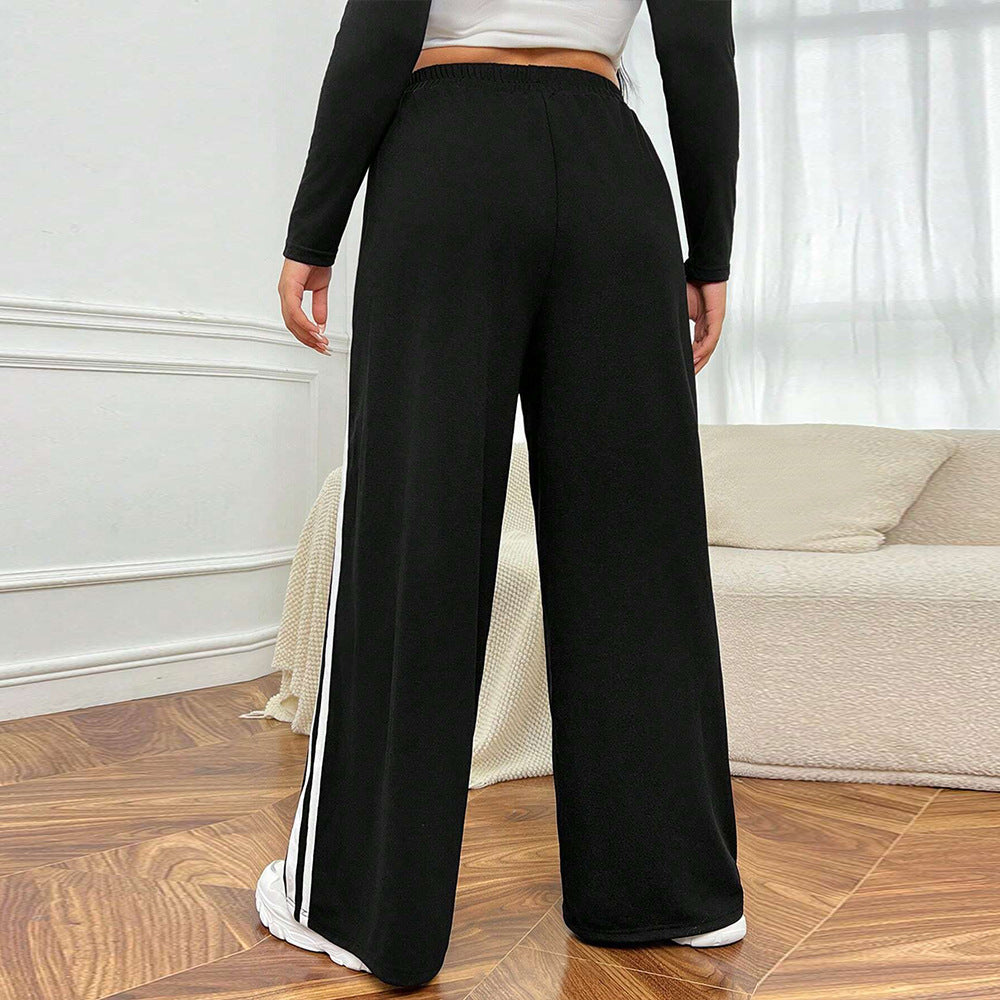 Damen sportliche weite Freizeithose mit seitlichen Kontraststreifen Drune