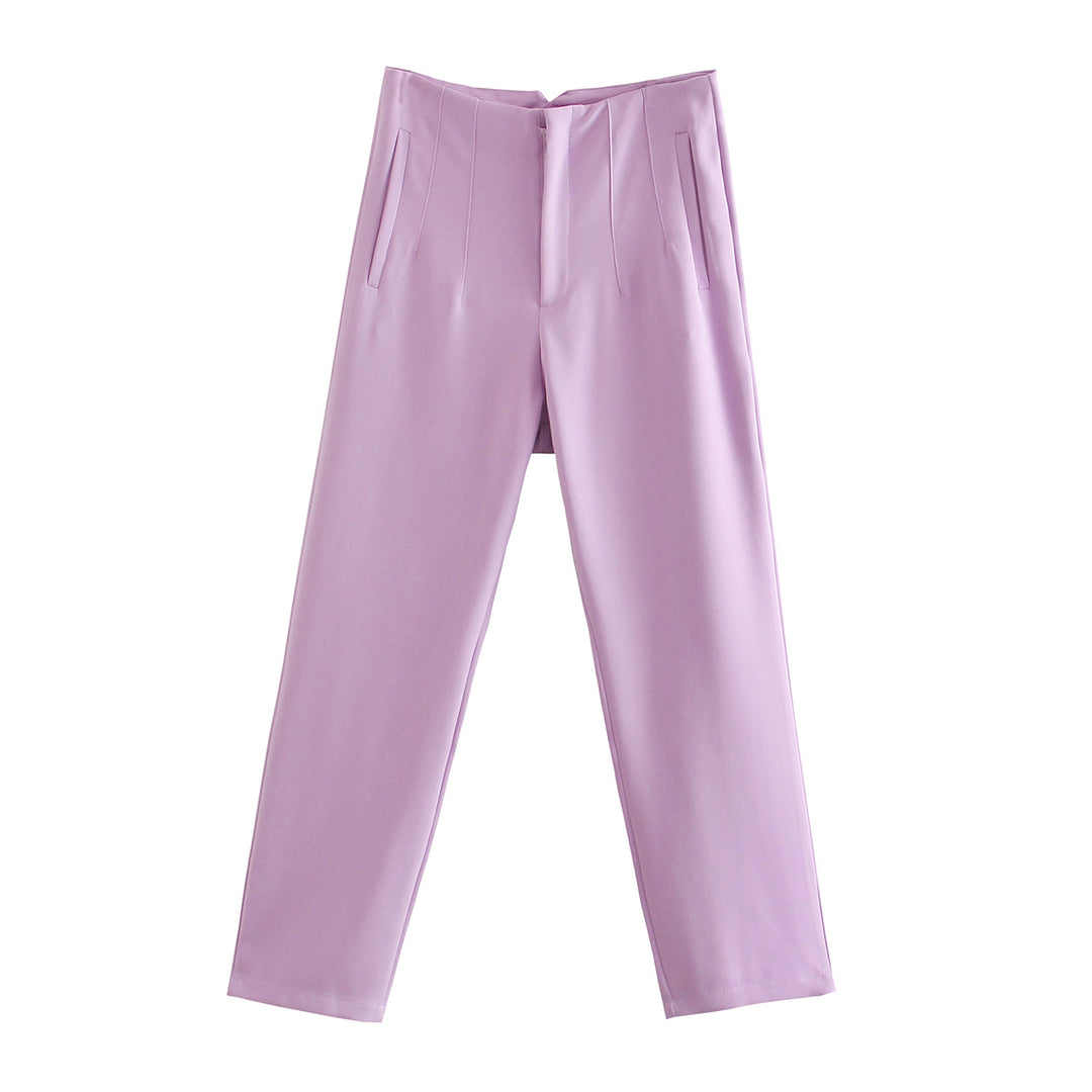 Damen Hochtaillierte tapered Anzughose mit Bügelfalte und Paspeltaschen Drune