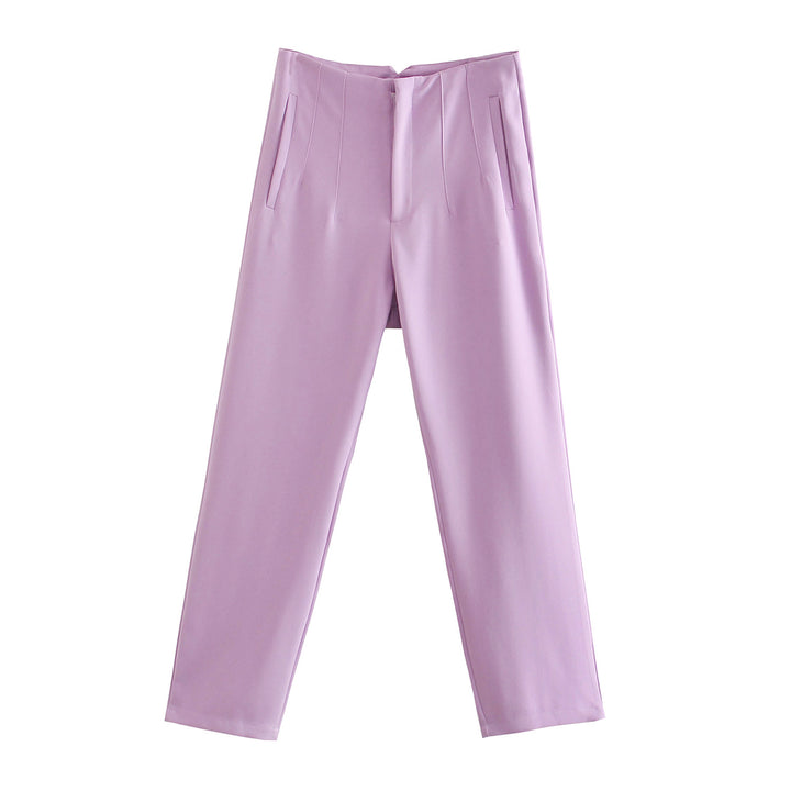 Damen Hochtaillierte tapered Anzughose mit Bügelfalte und Paspeltaschen Drune