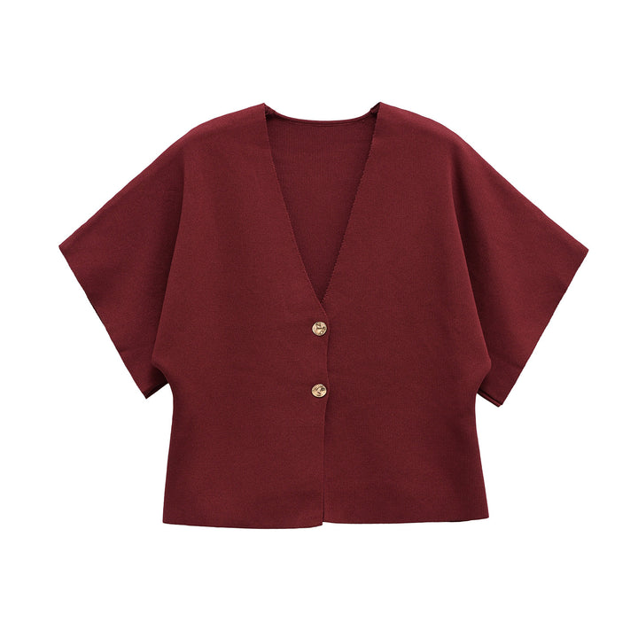 Damen leichte Strickjacke mit elegantem V-Ausschnitt und luxuriösen Knopfdetails Drune