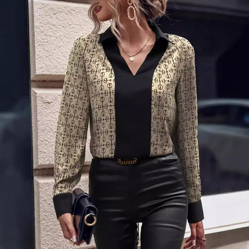 Damen Bluse mit modernem Mustermix und elegantem V-Ausschnitt Drune