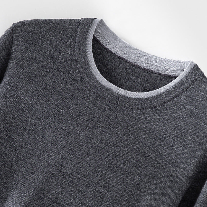 Damen Leichter Feinstrick-Langarmpullover mit Kontrastbündchen und Rundhalsausschnitt Drune