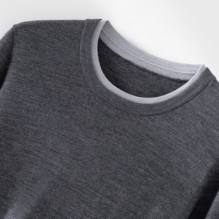 Damen Feiner Rundhalspullover aus Merino-Mix mit Kontrastbündchen Drune