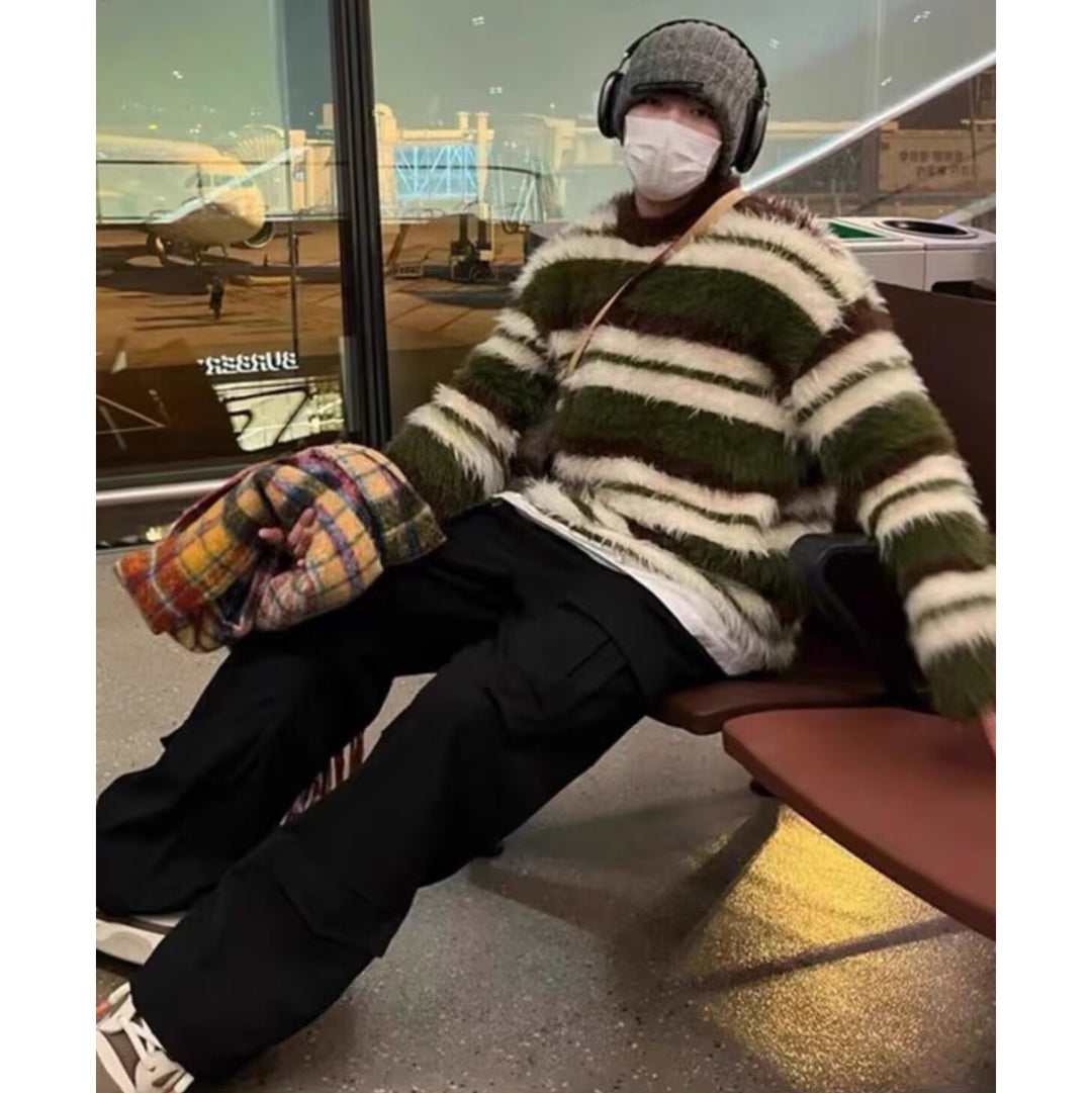 Herren Modischer Strickpullover mit grober Textur Drune