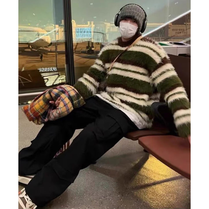 Herren Modischer Strickpullover mit grober Textur Drune