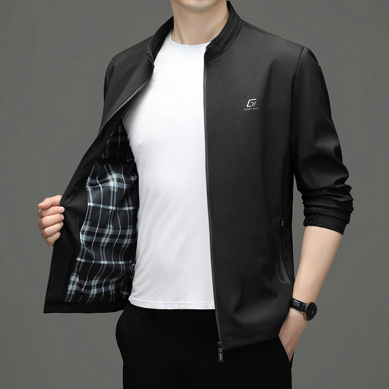 Herren sportliche Zip-Jacke mit modernem Stehkragen und funktionalen Reißverschlusstaschen Drune