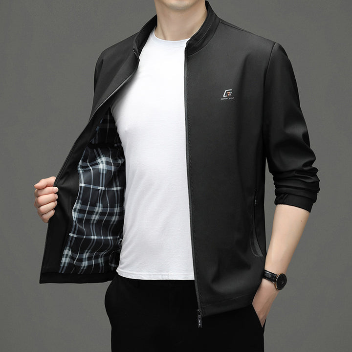 Herren sportliche Zip-Jacke mit modernem Stehkragen und funktionalen Reißverschlusstaschen Drune