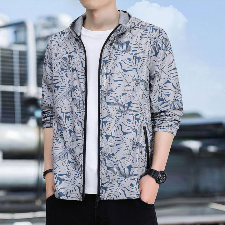 Herren Leichte Sportjacke mit modischem Blumendruck Drune