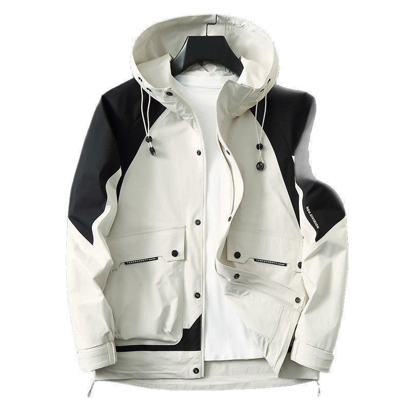 Herren Technische Parka-Jacke im Utility-Stil mit Kapuze, wind- und wasserabweisender Shell Drune