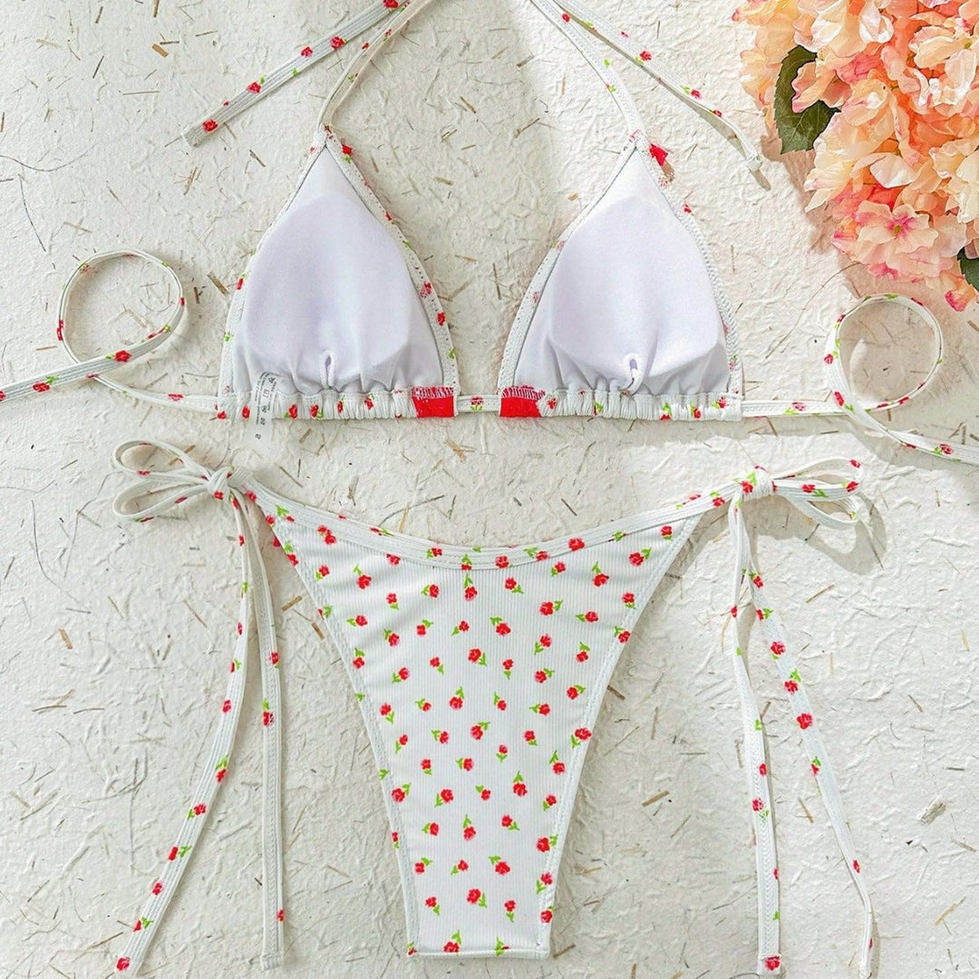 Damen Triangel-Bikini mit verspieltem Erdbeer-Muster Drune