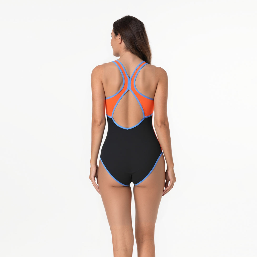 Damen Sportlicher Schwimmanzug mit Farbblockdesign Drune
