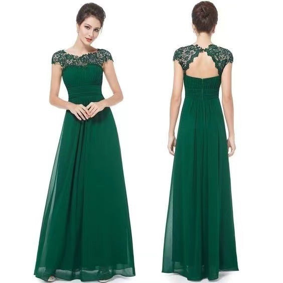 Damen Elegantes Maxikleid mit Spitzenoberteil und fließendem Rock Drune