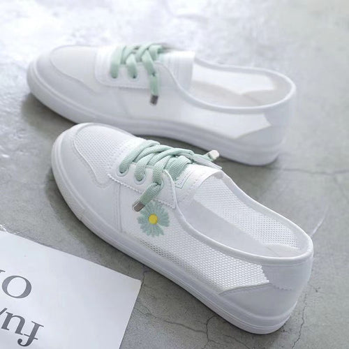 Damen lässige Sneaker mit buntem Blumenmotiv Drune