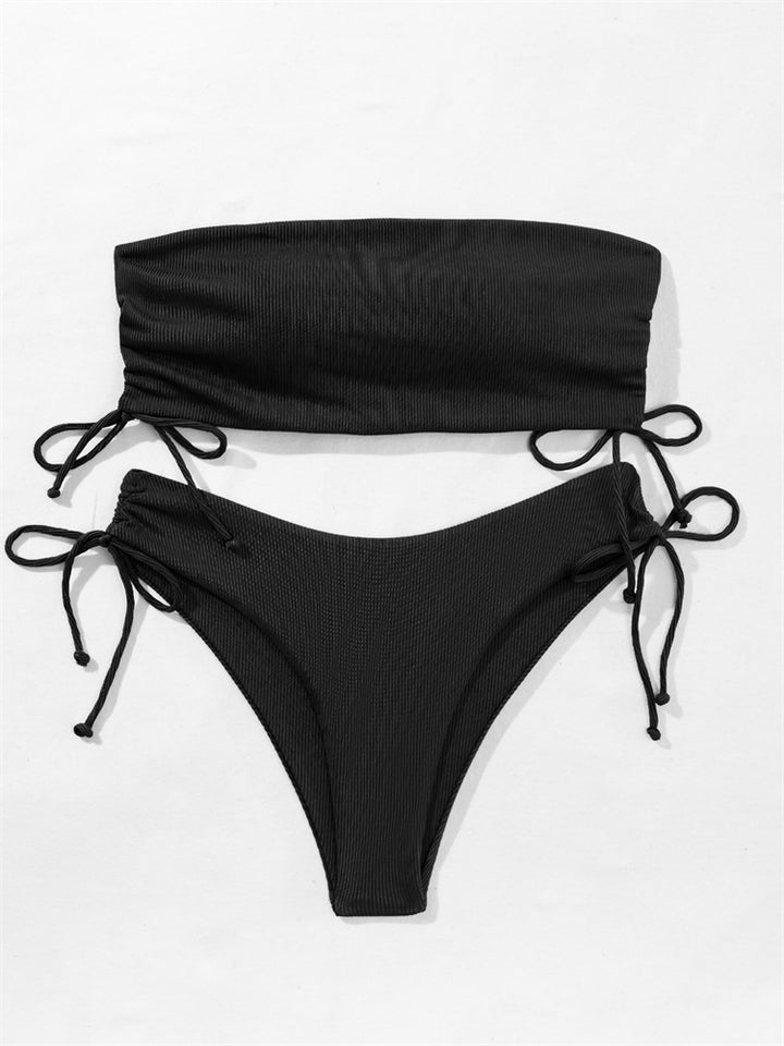 Damen Bandeau-Bikini mit Raffung Drune