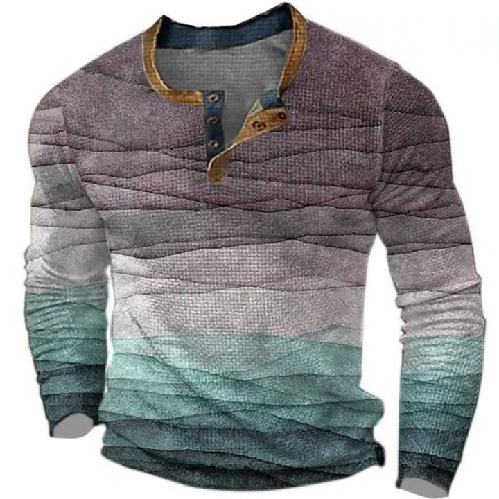 Herren Sportliches Langarmshirt mit Knopfleiste Drune