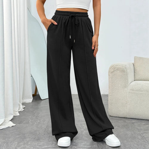 Damen nan komfortable High-Waist Jogginghose mit Kordelzug und tiefen Eingrifftaschen Drune