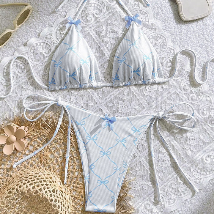 Damen Triangel-Bikini mit zarten Schleifendetails Drune