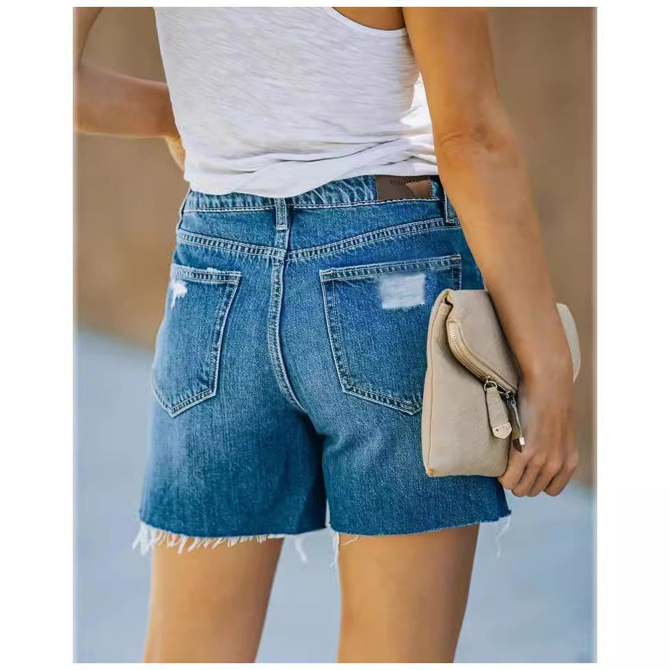 Damen Denim-Shorts mit angesagtem Destroyed-Effekt und lässiger Passform Drune