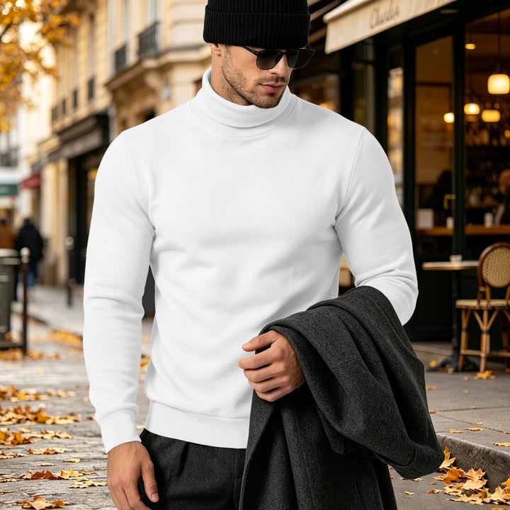 Herren Eleganter Baumwoll-Mix Rollkragenpullover Slim Fit Drune