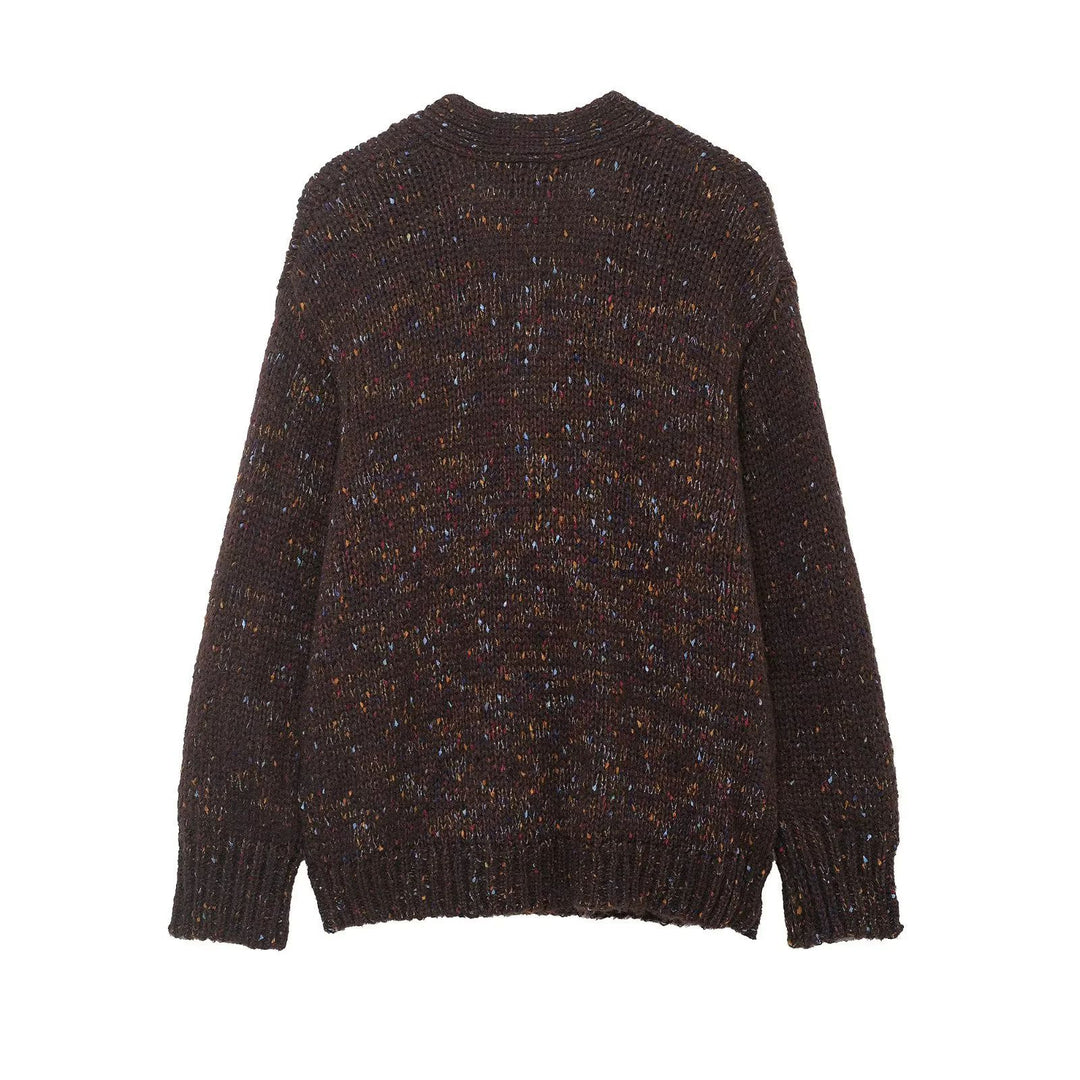 Damen nan grobgestrickte Strickjacke mit Hornknopf‑Front und aufgesetzten Taschen Drune