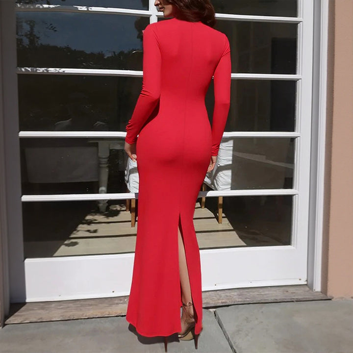 Damen figurbetontes Maxikleid mit Spitzen-Bustier tiefem V-Ausschnitt und taillierter Empire-Naht Drune