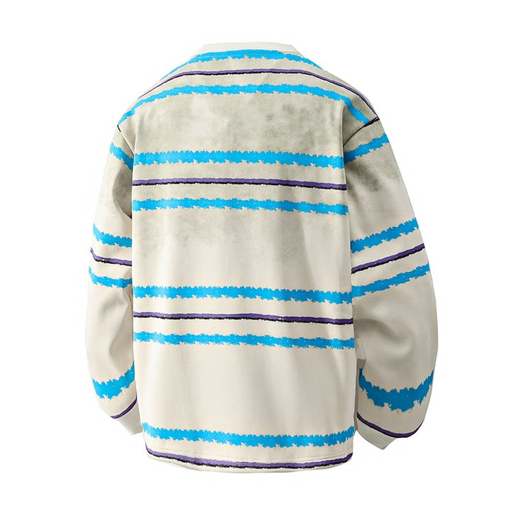 Herren Rundhals-Sweatshirt mit Aquarellstreifen und gerippten Bündchen Drune