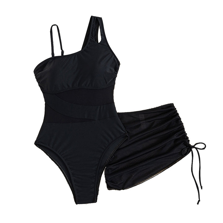 Damen Eleganter Badeanzug mit asymmetrischem Design und praktischer Wickelrock Drune