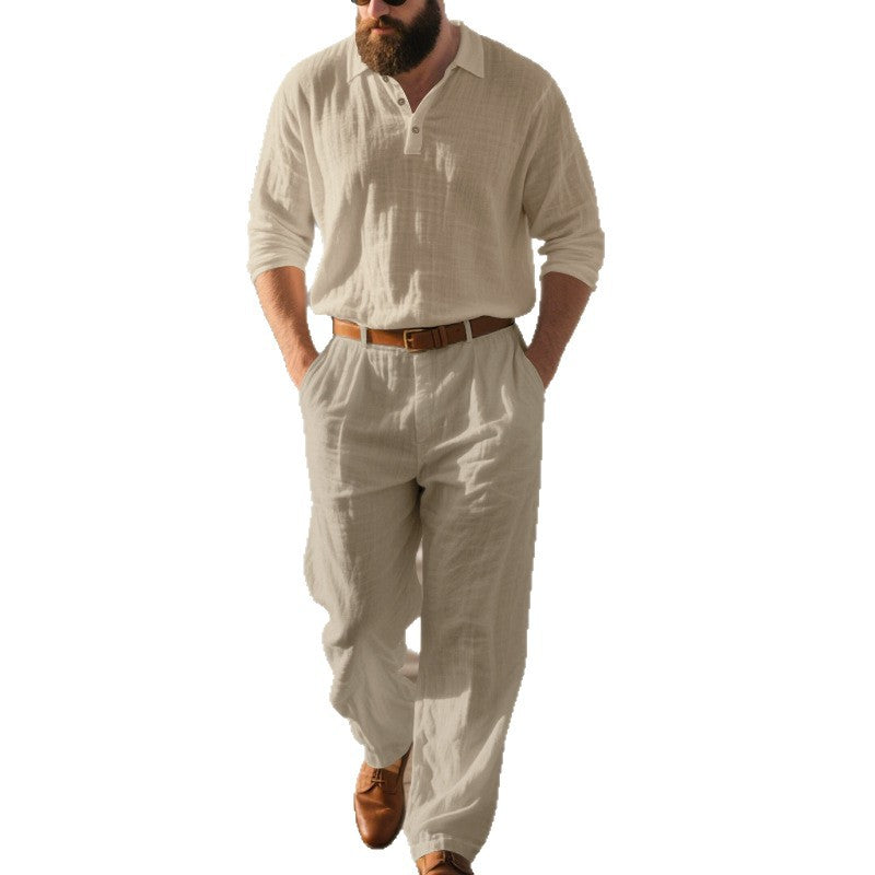 Herren nan elegante Leinenhose mit Bundfalten, geradem Bein und verdecktem Hakenverschluss Drune