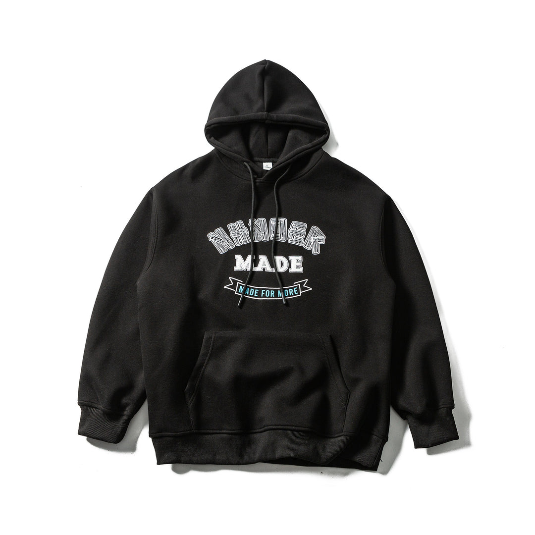 Unisex Oversize-Kapuzenpullover aus schwerer Baumwollmischung mit Frontprint und Kängurutasche Drune