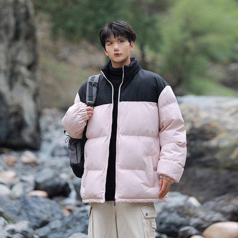 Herren Oversize-Steppjacke mit Colourblock-Schulter, hoher Stehkragen & windabweisender Wattierung Drune