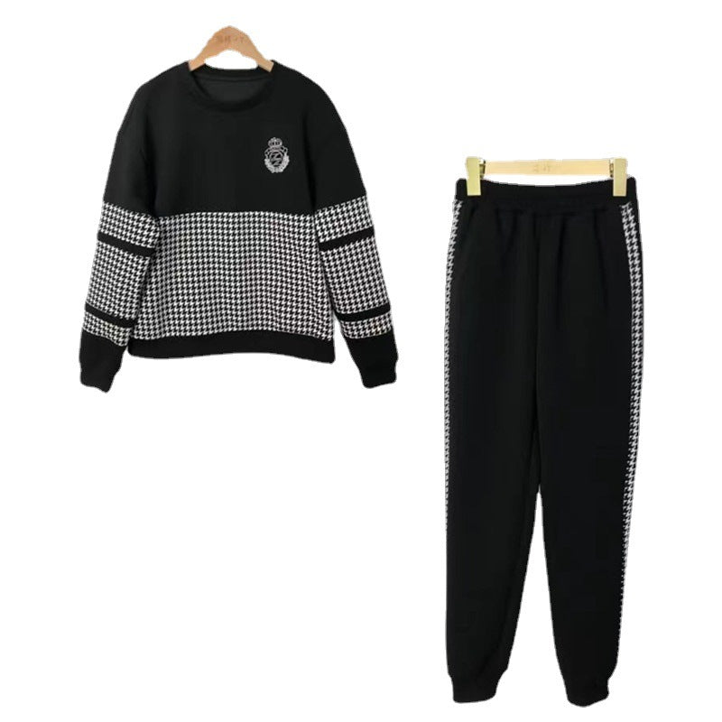 Damen modisches Sweat-Set mit karierter Struktur und lässigem Schnitt Drune