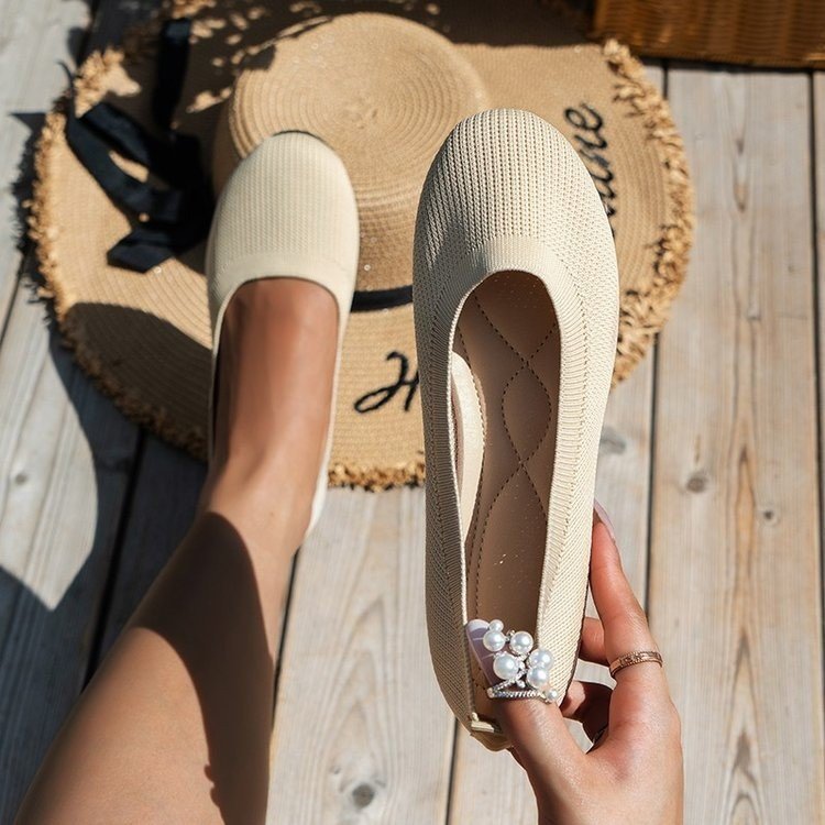 Damen Strick-Ballerinas mit elastischem Sitz Drune