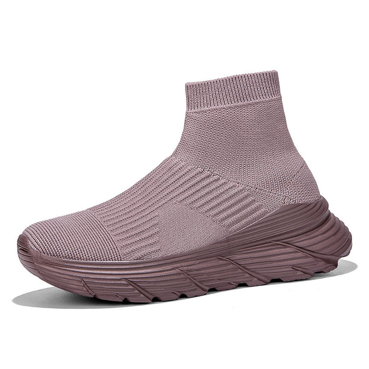 Damen nan nahtloser Strick-Freizeitsneaker mit sockenkragen und stoßdämpfender Profilsohle Drune