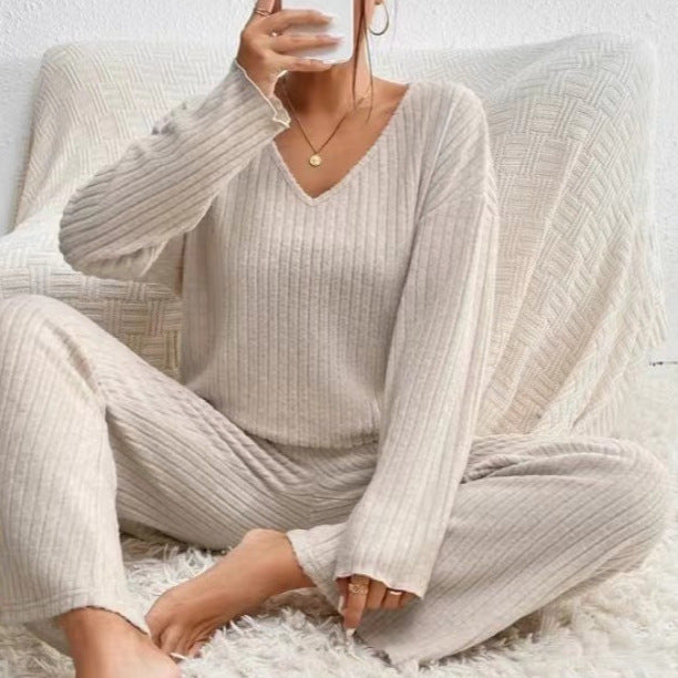 Damen Lässiges Strickoberteil und Hosen Set Drune