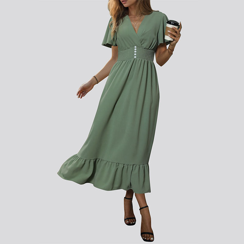 Damen Elegant fließendes Maxikleid Drune