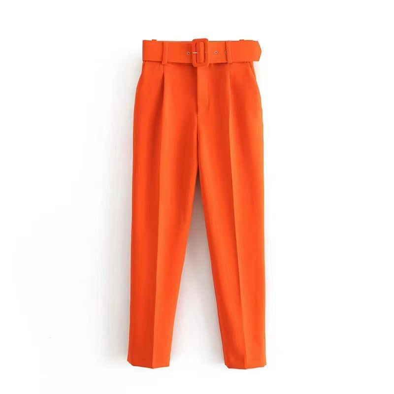 Damen weite Hochbundhose mit schickem Gürtel Drune