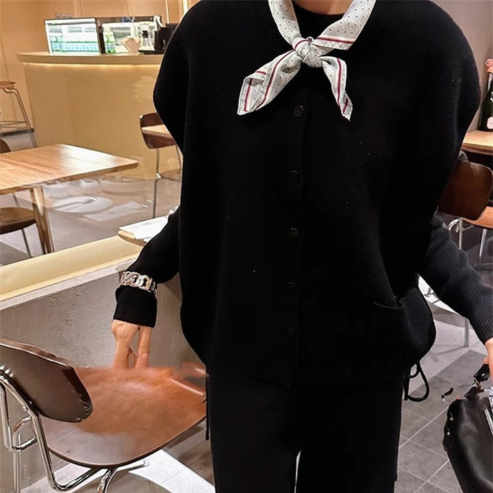 Damen Grobstrickjacke mit praktischen Seitentaschen und Knopfverschluss Drune