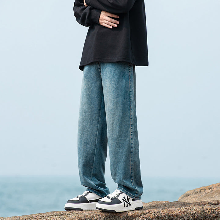 Herren weite Baggy-Jeans im Vintage‑Workwear‑Look mit relaxed Sitz und geradem Bein Drune