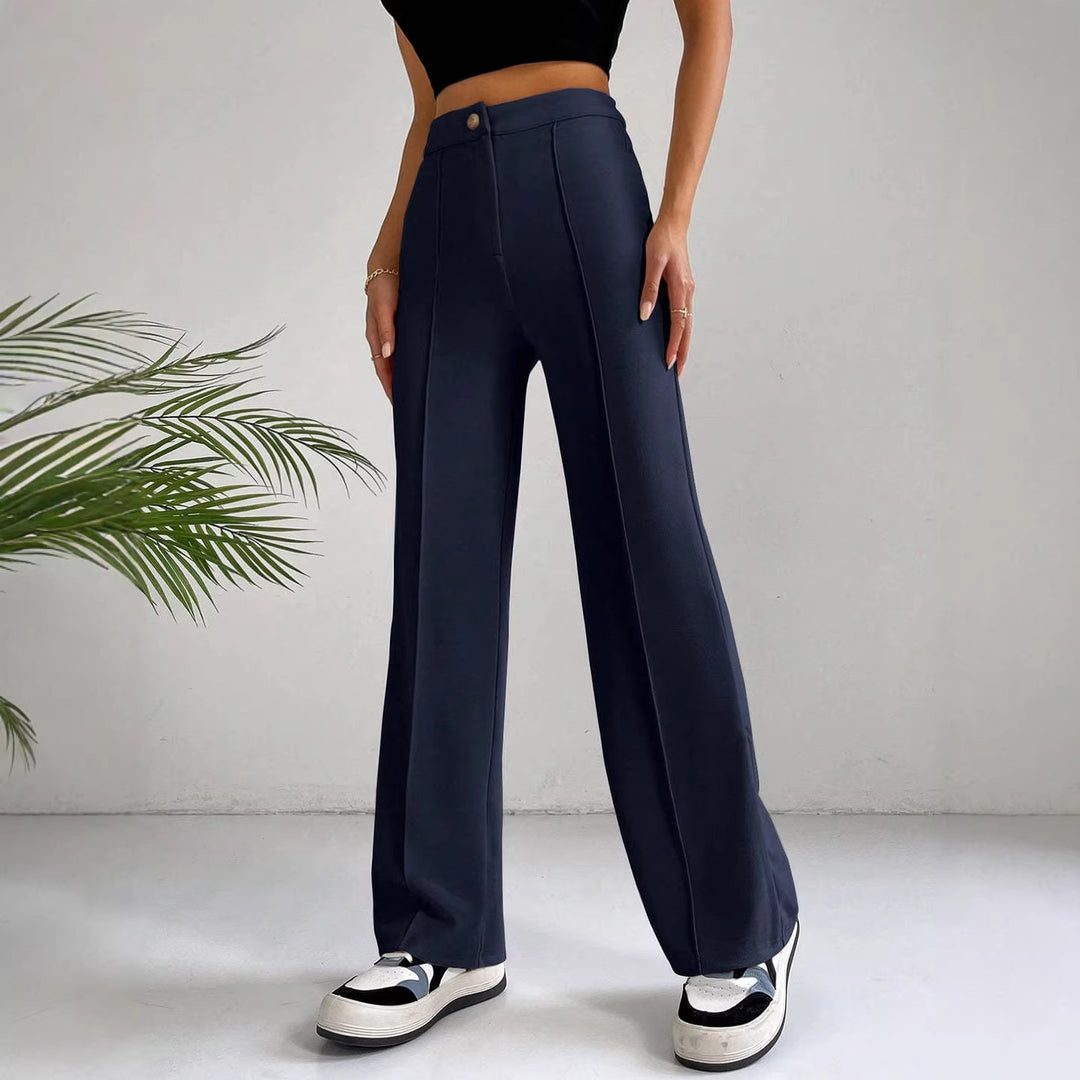 Damen Elegante High-Waist Hose mit seitlichen Nähten und schmalem Schnitt Drune