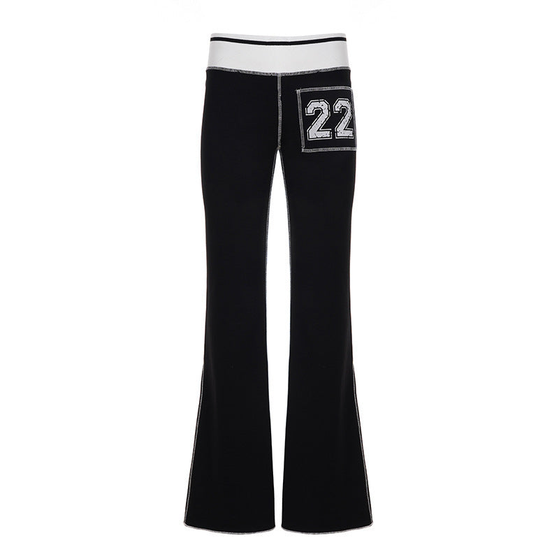 Damen Modische Bootcut-Hose mit elastischem Bund und sportlichen Applikationen Drune
