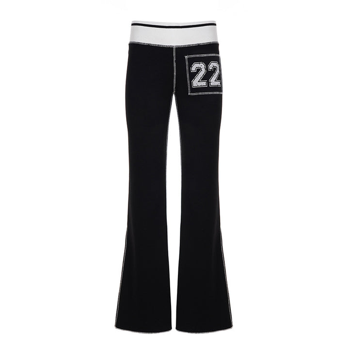 Damen Modische Bootcut-Hose mit elastischem Bund und sportlichen Applikationen Drune