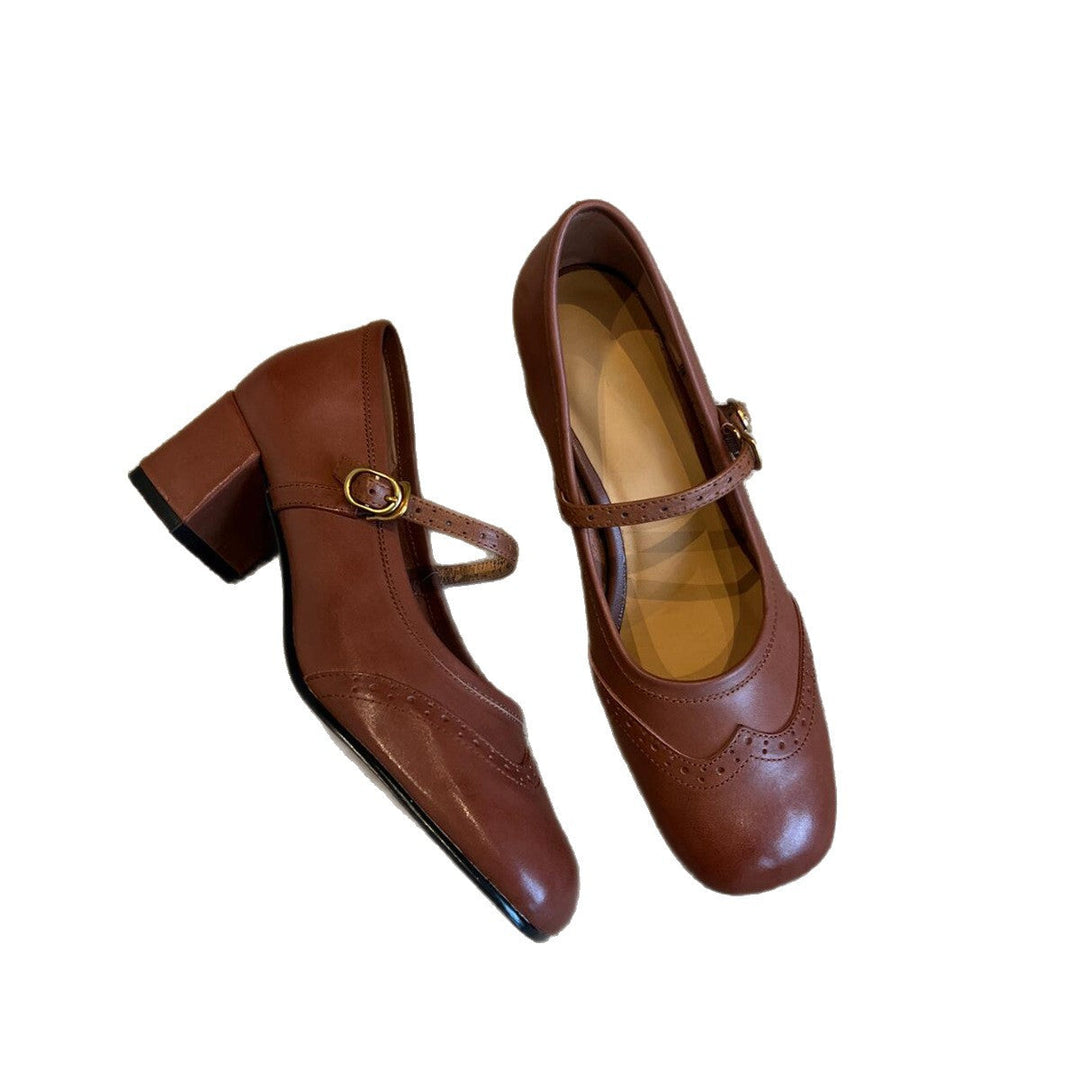 Damen elegante Mary Janes mit modischem Riemen und hochwertiger Ledersohle Drune