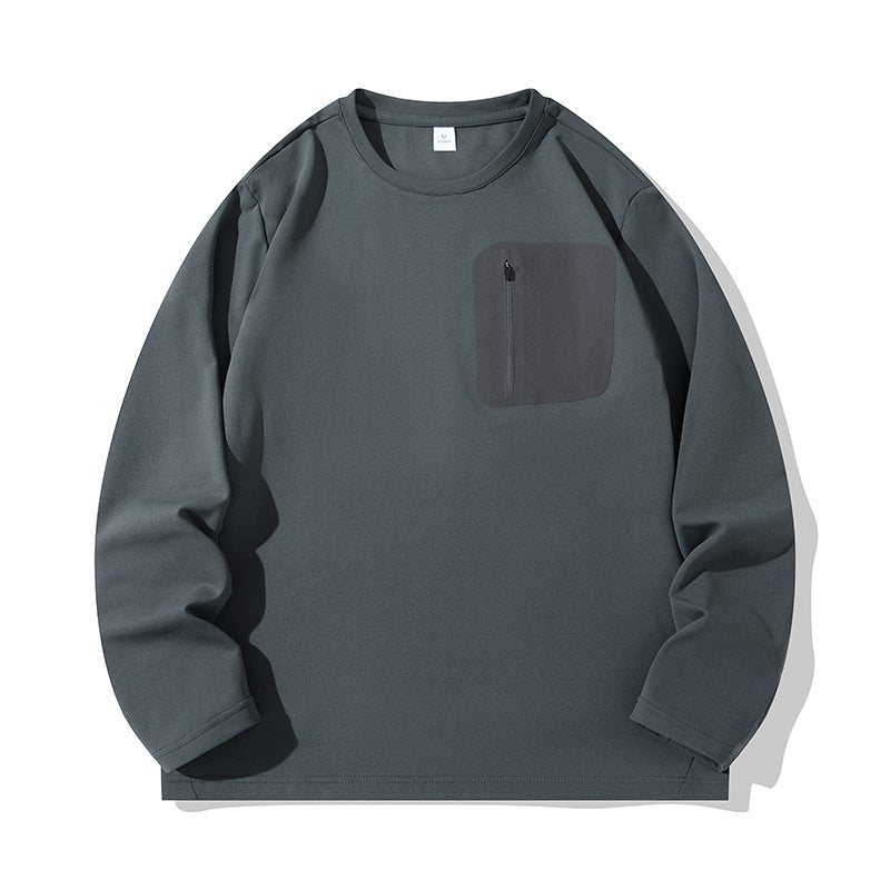 Unisex Oversize Langarm‑Sweatshirt mit Brustreißverschlusstasche und Rundhalsausschnitt Drune