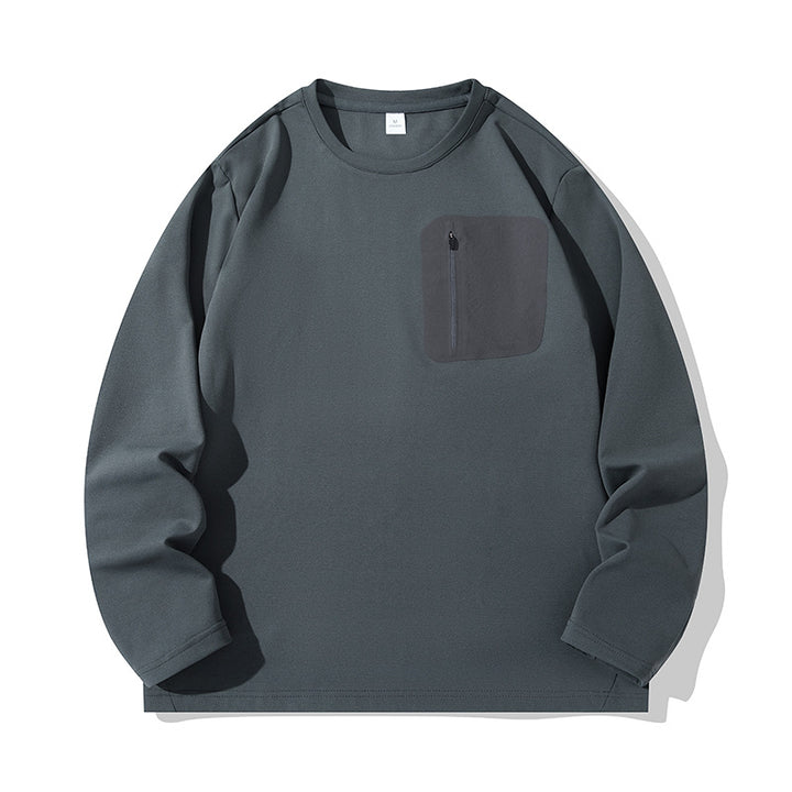 Unisex Oversize Langarm‑Sweatshirt mit Brustreißverschlusstasche und Rundhalsausschnitt Drune