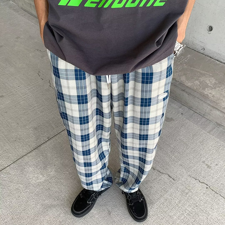 Herren Lässige Karottenhose mit Karo-Muster Drune