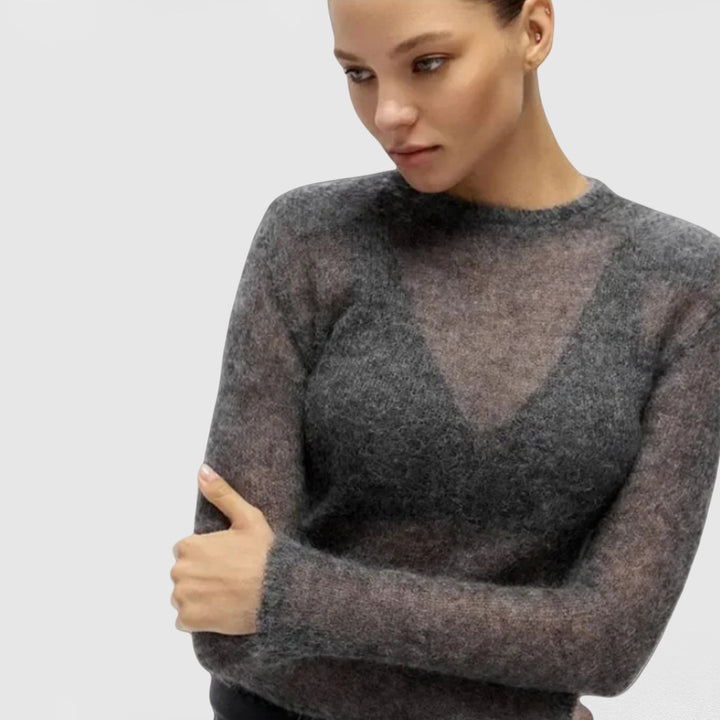 Damen Transparente Strickpullover mit V-Ausschnitt Drune