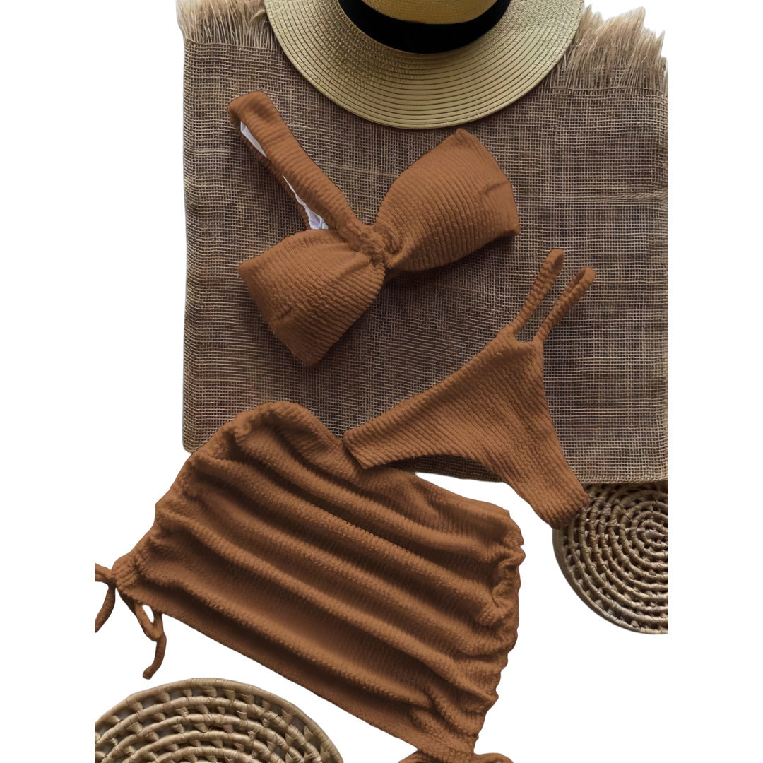 Damen Bandeau-Bikini-Set mit Raffungen Drune